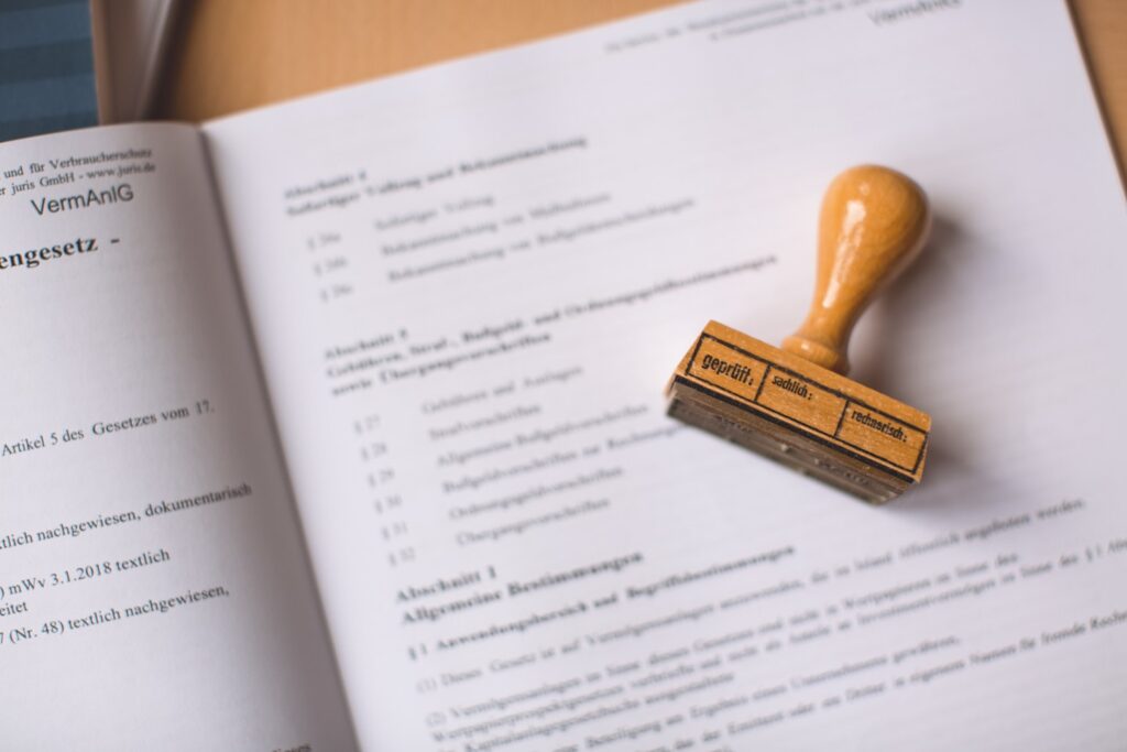Tax advice office documents with "checked" stamp